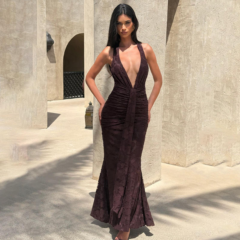 Linen Dress Wrap - Сексуальное женское платье с глубоким V-образным