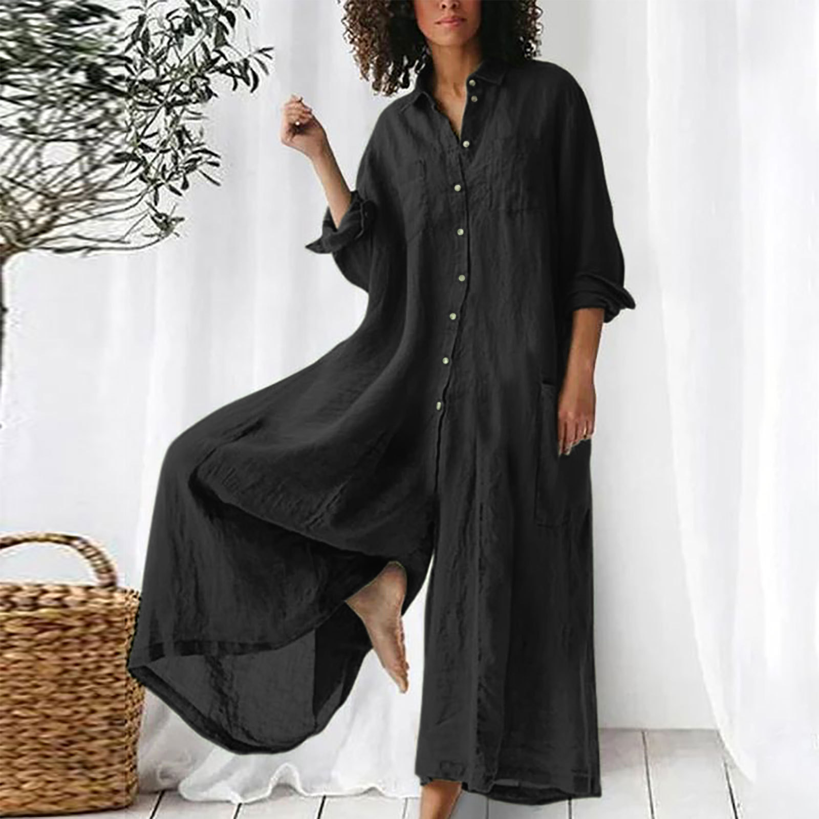 Jumpsuit Linen Relaxed - Женский комбинезон на каждый день с