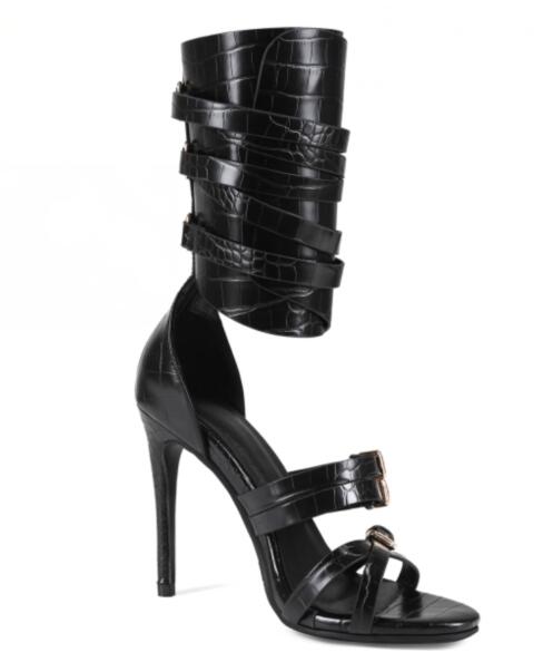 Сексуальные черные кожаные бос – обзор и цена Sandal Strappy Heeled